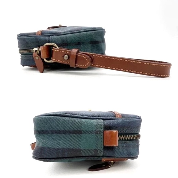 Polo Ralph Lauren Vintage Black Watch Plaid Cosmetic Bag PVC Canvas Leather EUC - Picture 4 of 8